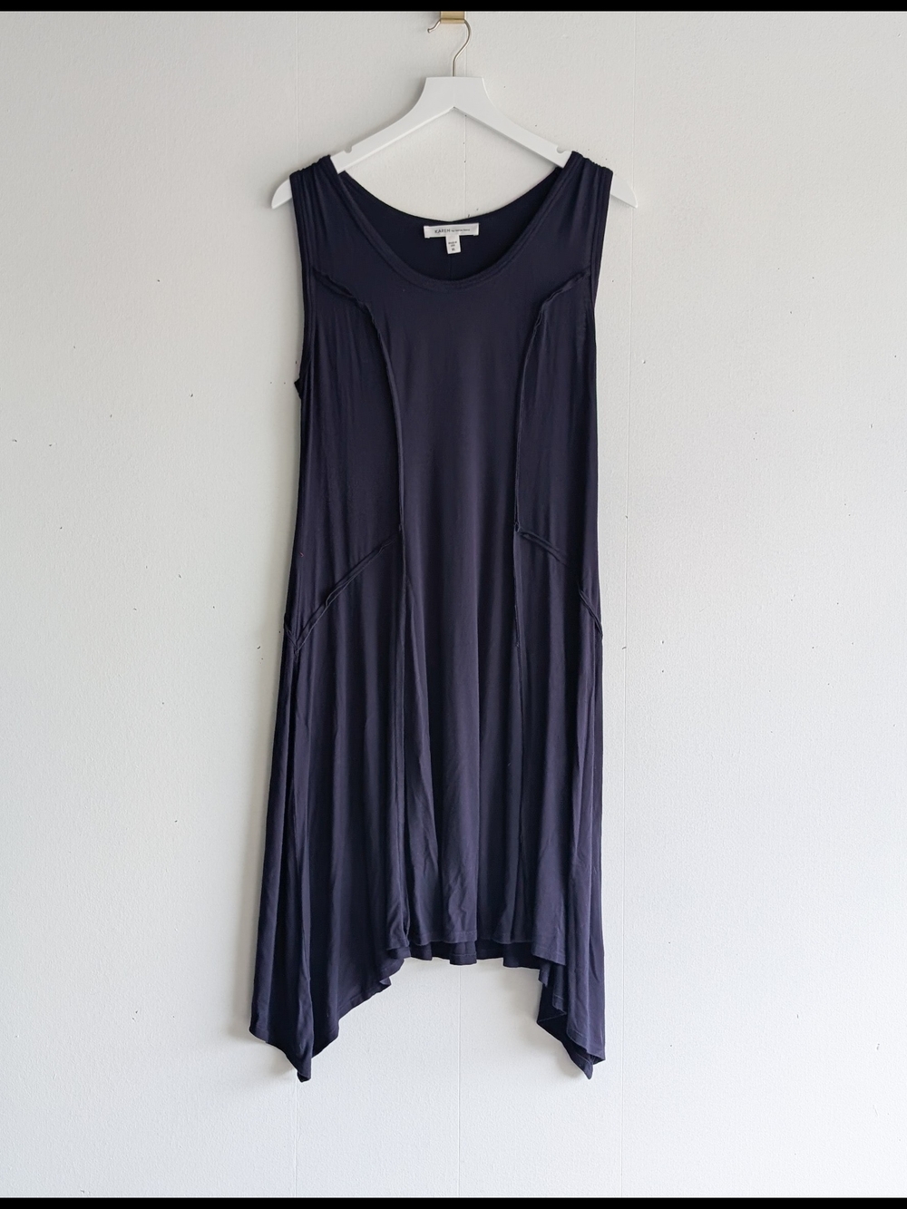 Karen Kane Navy Blue OutSeam Asymmetrical Stretch Jersey Mid Dress XL